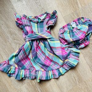 Ralph Lauren Plaid Ruffle Sun Dress w/ Bloomers 6M
